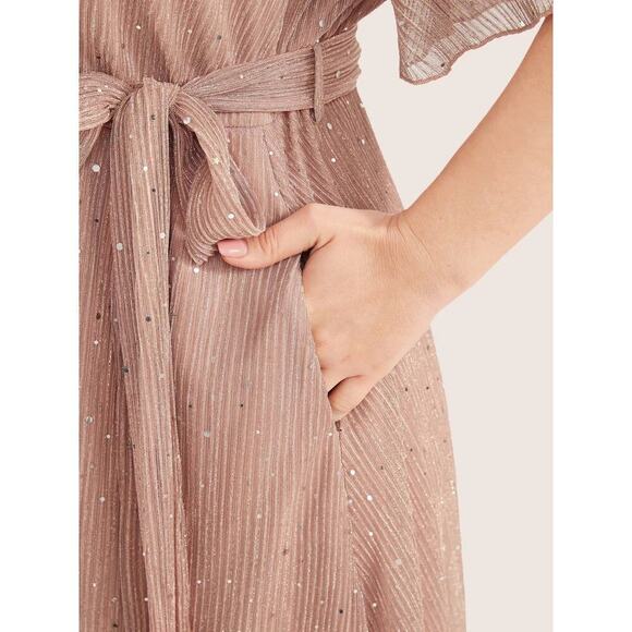 ✨ Plus Size 2X Dress with Ruffled Sleeves Sequins Sparkles & Pockets BloomChic - Picture 8 of 8